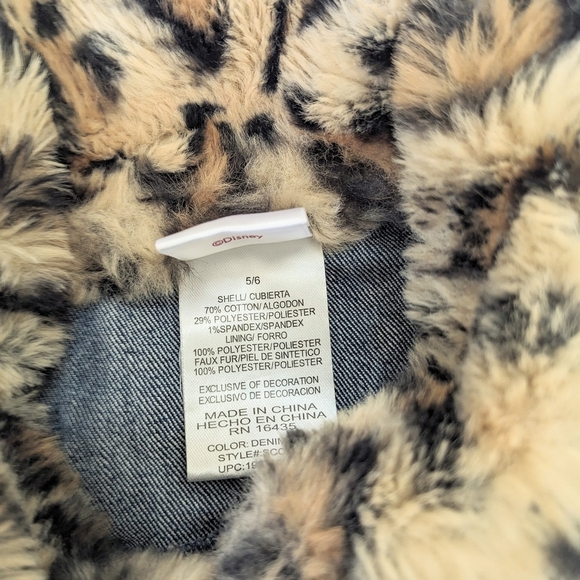 Disney Junior Girls Denim Jacket with Leopard Print Collar - Picture 10 of 11